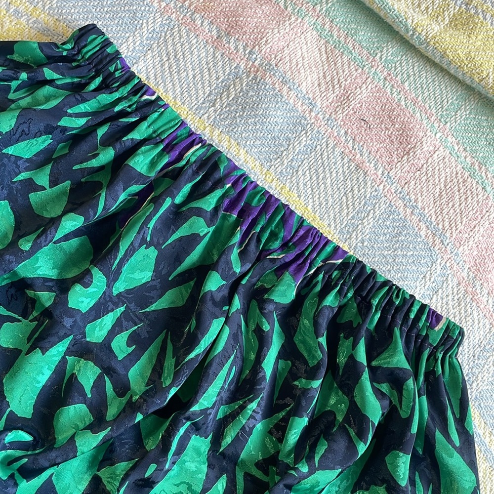 Handmade silky abstract geometric vibrant jewel tone midi skirt S/M/L - Picture 7 of 11